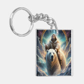 Jesus auf einem Eisbären Schlüsselanhänger (Vorderseite links)