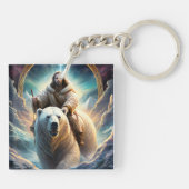 Jesus auf einem Eisbären Schlüsselanhänger (Rückseite)