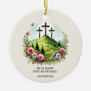 Jesus auf Kreuz Er ist Riser Oster Keramik Ornament