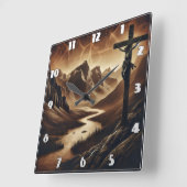 Jesus auf Kreuz in Friedlichen Bergen Quadratische Wanduhr (Winkel)