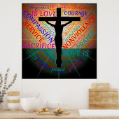 Jesus auf Kreuz, Nicht-Gewalt, Akzeptanzplakat Poster (Küche)