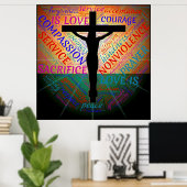 Jesus auf Kreuz, Nicht-Gewalt, Akzeptanzplakat Poster (Heimbüro)