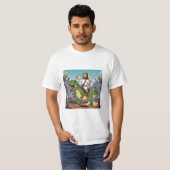Jesus auf T-Rex-Cartoon T-Shirt (Vorne ganz)