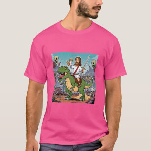 Jesus auf T-Rex-Cartoon T-Shirt