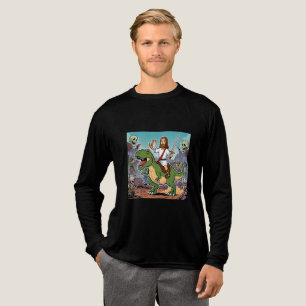 Jesus auf T-Rex-Cartoon Tri-Blend Shirt