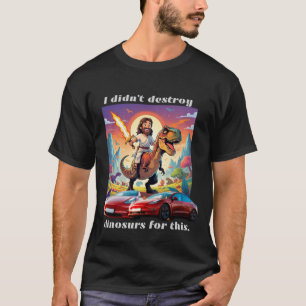 Jesus auf Trex gegenüber Elektroauto T-Shirt