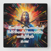 Jesus: Auferstehung, Leben, Gläubige leben Quadratische Wanduhr (Vorderseite)