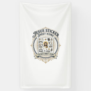 Jesus-Aufkleberblatt-Symbole Jesus-Aufkleberblatt- Banner