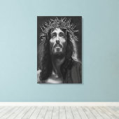 Jesus B&W Wrapped Canvas Leinwanddruck (Insitu (Holzboden))