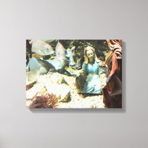 Jesus-Baby in einer Unterwasser-Krippe Leinwanddruck