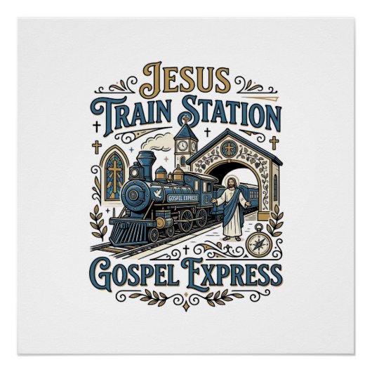 Jesus Bahnhof Gospel Express Jesus Train Sta Poster (Vorderseite)
