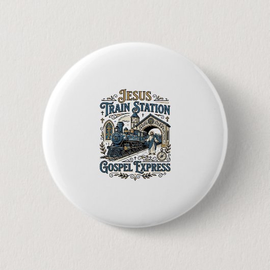 Jesus Bahnhof Gospel Express Jesus Zug Sta Button (Vorderseite)