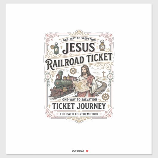 Jesus Bahnticket Reise Jesus Bahnticket Aufkleber (Blatt)
