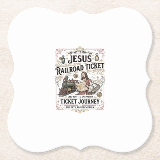 Jesus Bahnticket Reise Jesus Bahnticket Untersetzer (Vorderseite)