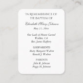 Jesus Baptismus Erinnerung Religiösen Ort des Frie Platzkarte (Rückseite)