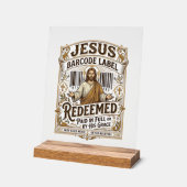 Jesus Barcode Etikett Erlöst Jesus Barcode Erlöst Acrylschild (Winkel)