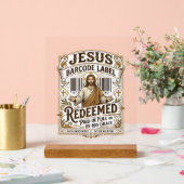 Jesus Barcode Etikett Erlöst Jesus Barcode Erlöst Acrylschild (Hochzeit)