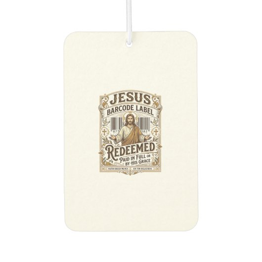 Jesus Barcode Etikett Erlöst Jesus Barcode Erlöst Autolufterfrischer (Vorderseite)