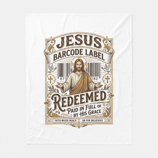 Jesus Barcode Etikett Erlöst Jesus Barcode Erlöst Fleecedecke (Vorderseite)