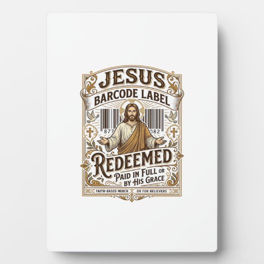 Jesus-Barcode-Etikett Erlöst Jesus-Barcode Erlöst Fotoplatte (Vorderseite)