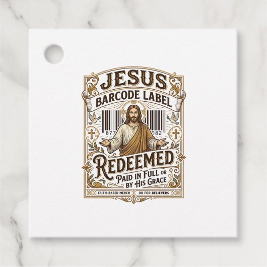 Jesus Barcode Etikett Erlöst Jesus Barcode Erlöst Geschenkanhänger (Vorderseite)