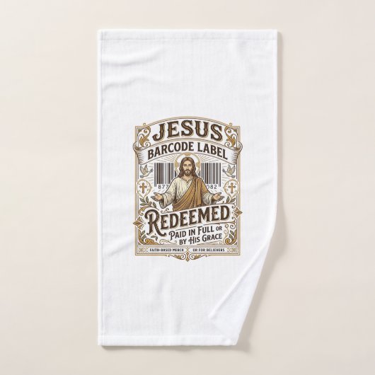Jesus Barcode Etikett Erlöst Jesus Barcode Erlöst Handtuch (Handtuch)