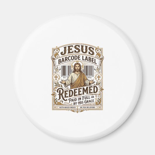 Jesus Barcode Etikett Erlöst Jesus Barcode Erlöst Magnet (Vorne)