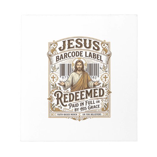 Jesus Barcode Etikett Erlöst Jesus Barcode Erlöst Notizblock (Vorderseite)