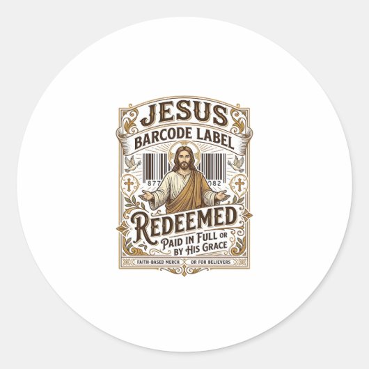Jesus Barcode Etikett Erlöst Jesus Barcode Erlöst Runder Aufkleber (Vorderseite)