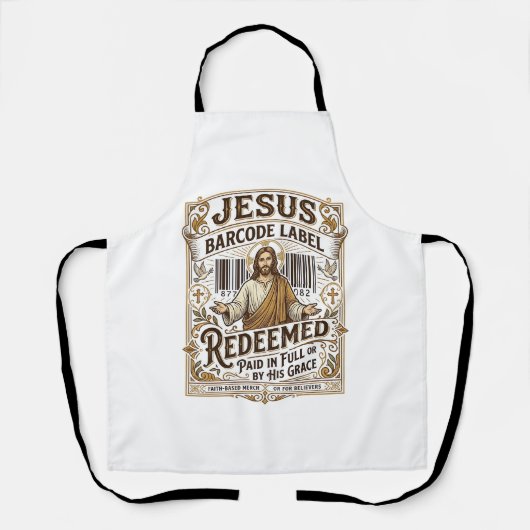 Jesus Barcode Etikett Erlöst Jesus Barcode Erlöst Schürze (Vorderseite)