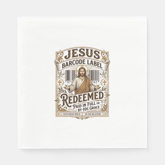 Jesus Barcode Etikett Erlöst Jesus Barcode Erlöst Serviette (Vorderseite)