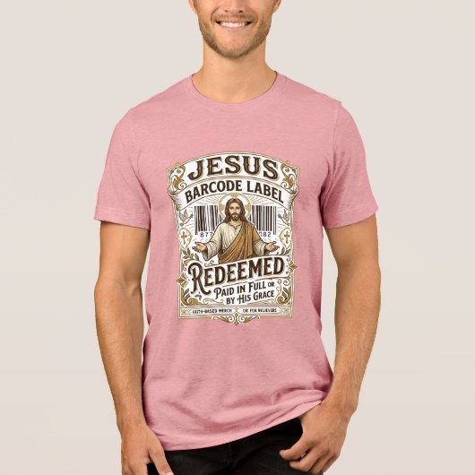 Jesus Barcode Etikett Erlöst Jesus Barcode Erlöst Tri-Blend Shirt (Vorderseite)