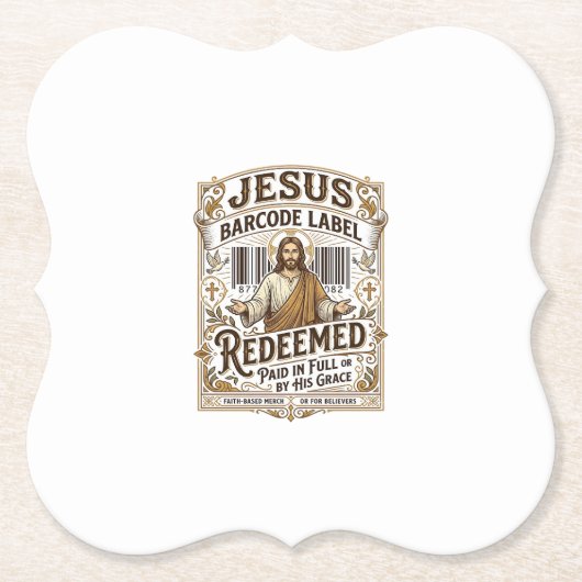 Jesus Barcode Etikett Erlöst Jesus Barcode Erlöst Untersetzer (Vorderseite)