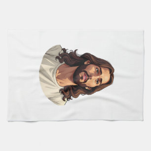 Jesus Barmherzigkeit Gesicht Vintage Gravur Weißes Geschirrtuch
