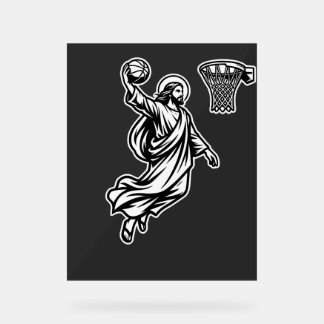 Jesus Basketball Dunk - Sports Satire Acrylschild