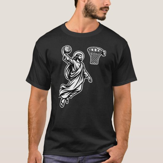 Jesus Basketball Dunk - Sports Satire T-Shirt (Vorderseite)