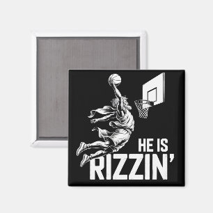 Jesus Basketball Er ist Rizzin lustig Christlich Magnet