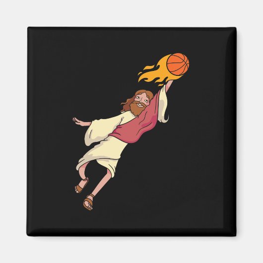 Jesus Basketball spielen Magnet (Vorne)