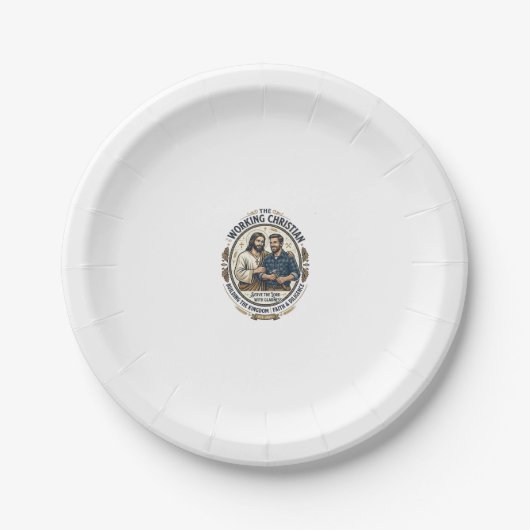 Jesus Bauhandwerk Berufsshirt Christliches Grafik_ Pappteller (Vorderseite)