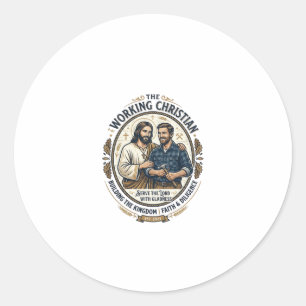 Jesus Bauhandwerk Berufsshirt Christliches Grafik_ Runder Aufkleber