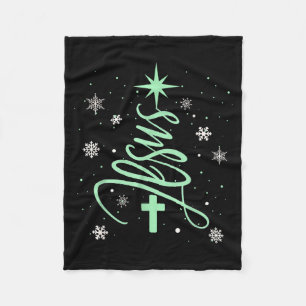 Jesus Baum Christliches Weihnachten Glaube Schneef Fleecedecke