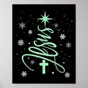 Jesus Baum Christliches Weihnachten Glaube Schneef Poster
