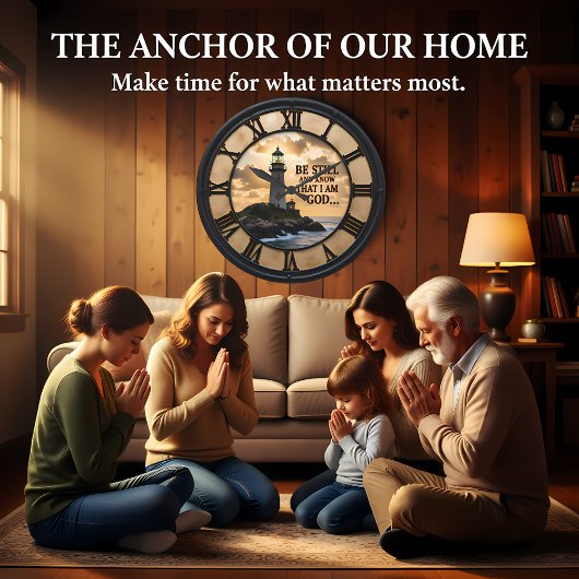 Jesus Be Still Lighthouse Große Wanduhr