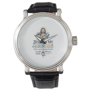 Jesus Beauty Salon Friseur T-Shirt Inspiration Armbanduhr