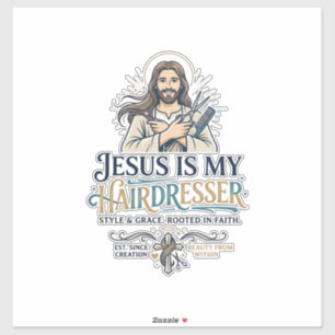 Jesus Beauty Salon Friseur T-Shirt Inspiration Aufkleber