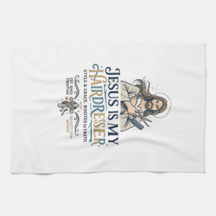 Jesus Beauty Salon Friseur T-Shirt Inspiration Geschirrtuch