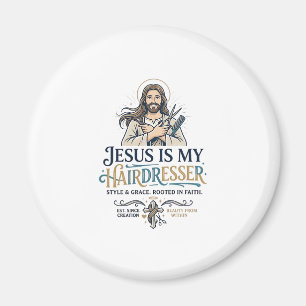 Jesus Beauty Salon Friseur T-Shirt Inspiration Magnet