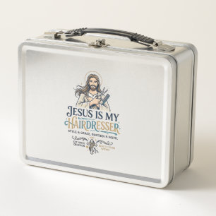 Jesus Beauty Salon Friseur T-Shirt Inspiration Metall Brotdose