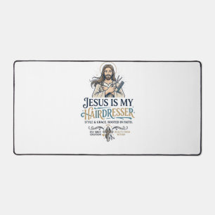 Jesus Beauty Salon Friseur T-Shirt Inspiration Schreibtischunterlage