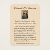 Jesus Beerdigung Gedenkgebet Heilige Karte (Rückseite)